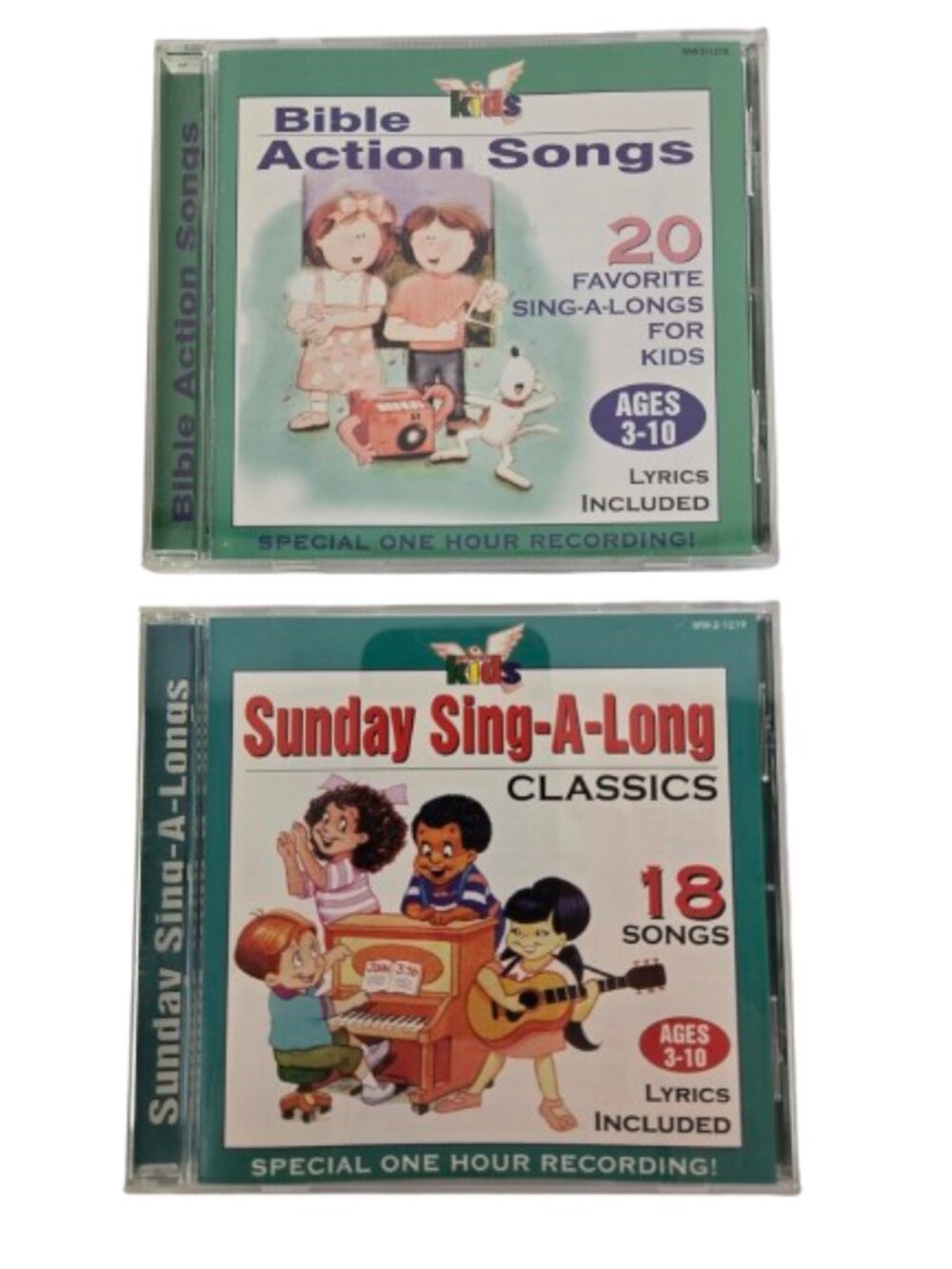 Lot of 2 Kids CDs Bible Action Songs & Sunday Sing-A-Long Classics with Lyrics